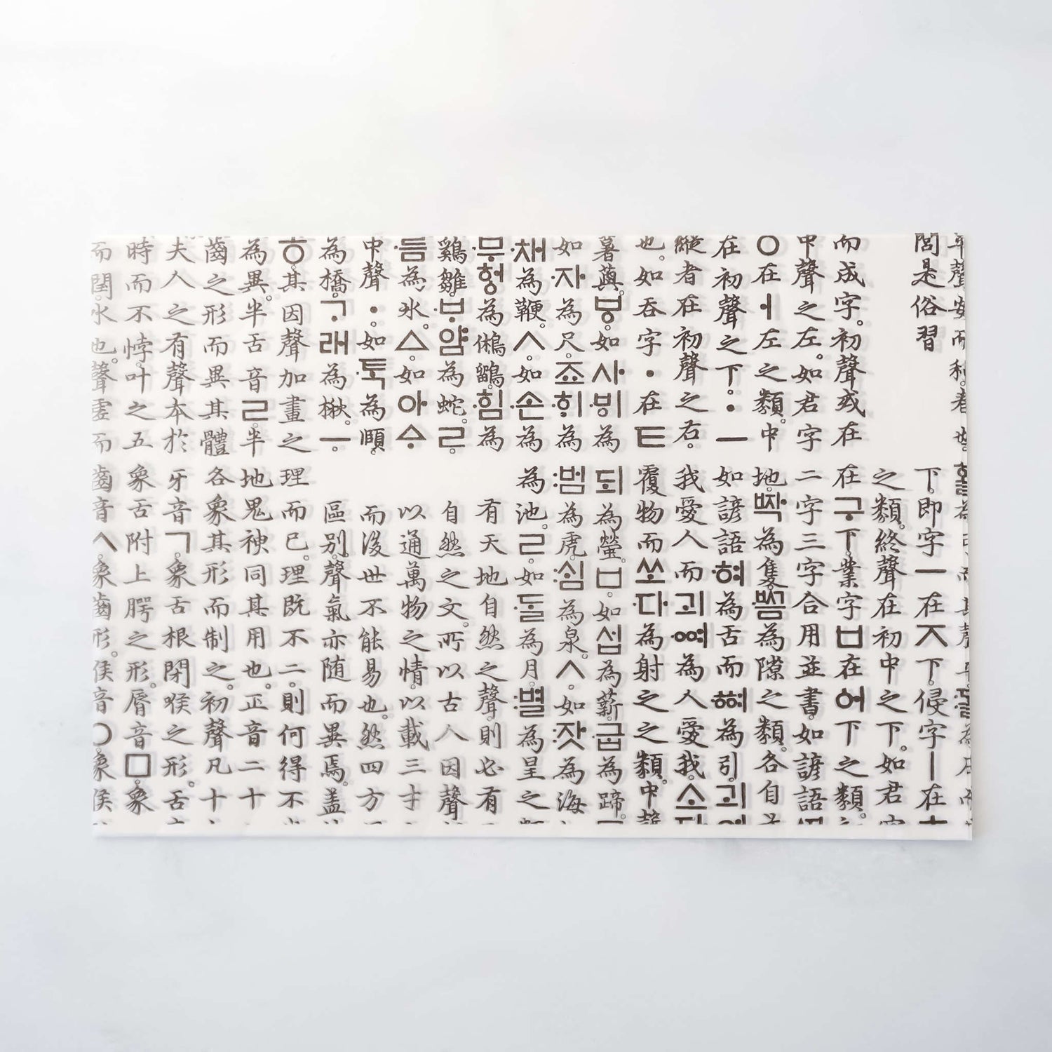 Sheet of paper with handwritten text in original hangul script on a white background