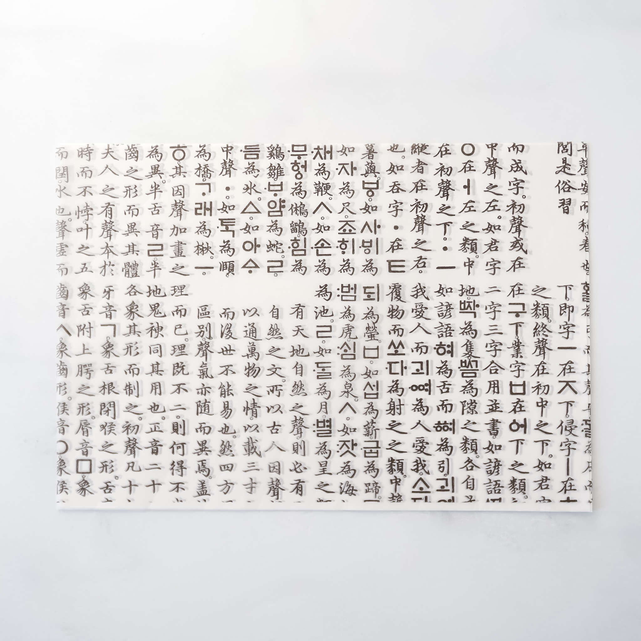 Sheet of paper with handwritten text in original hangul script on a white background