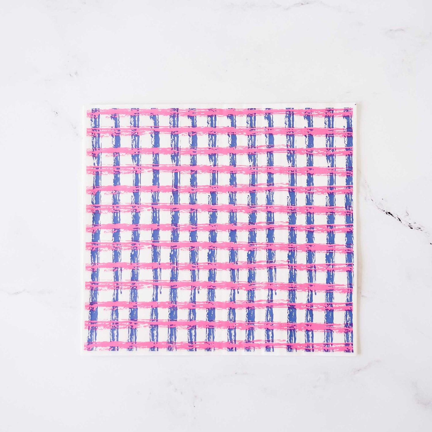 pink, blue check printed deli paper