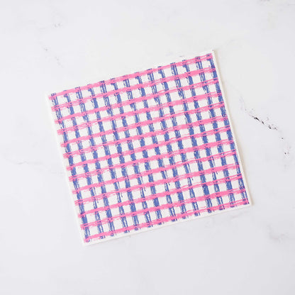 pink blue check deli paper