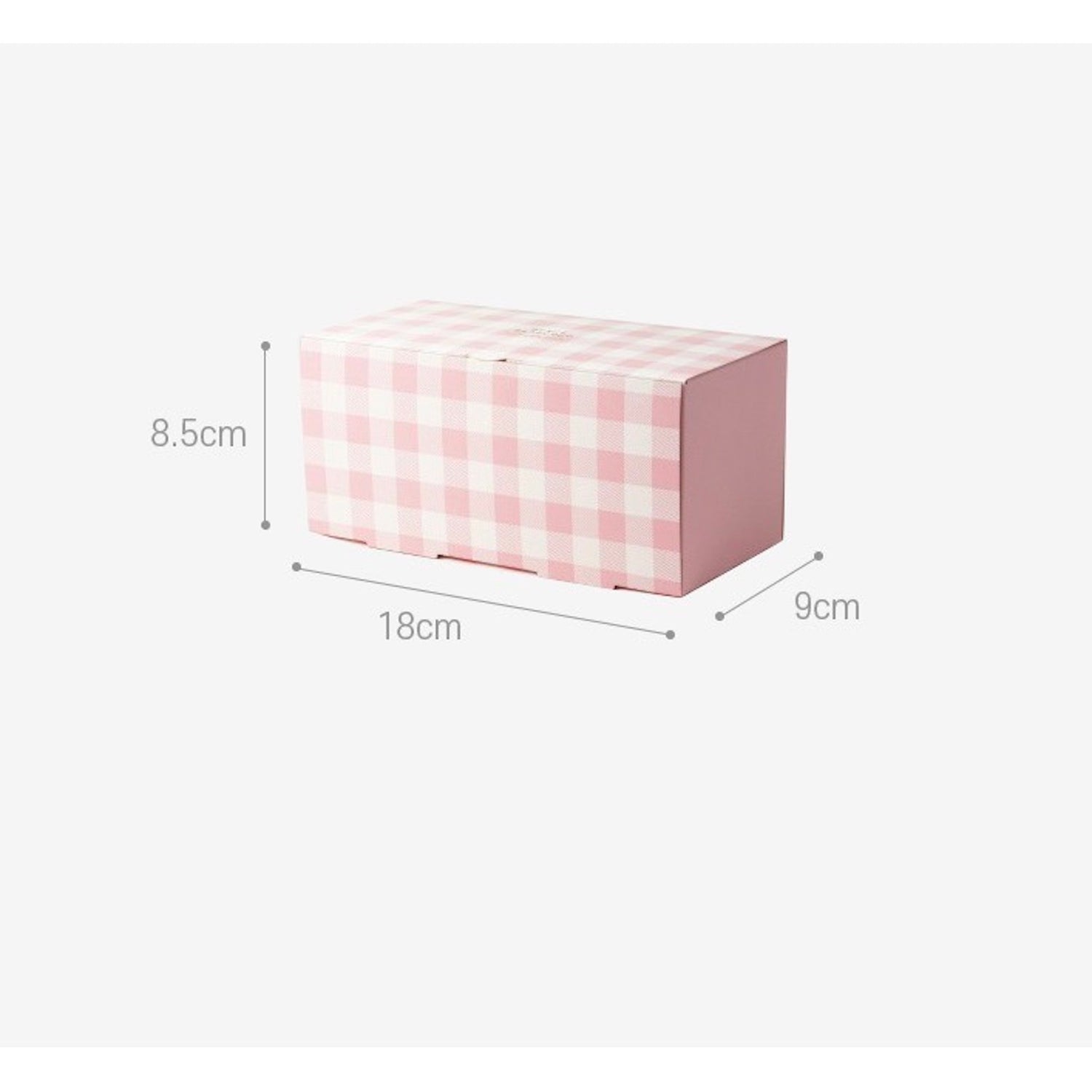 pink gingham cookie box dimension