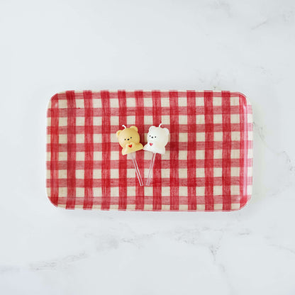 red gingham check tray