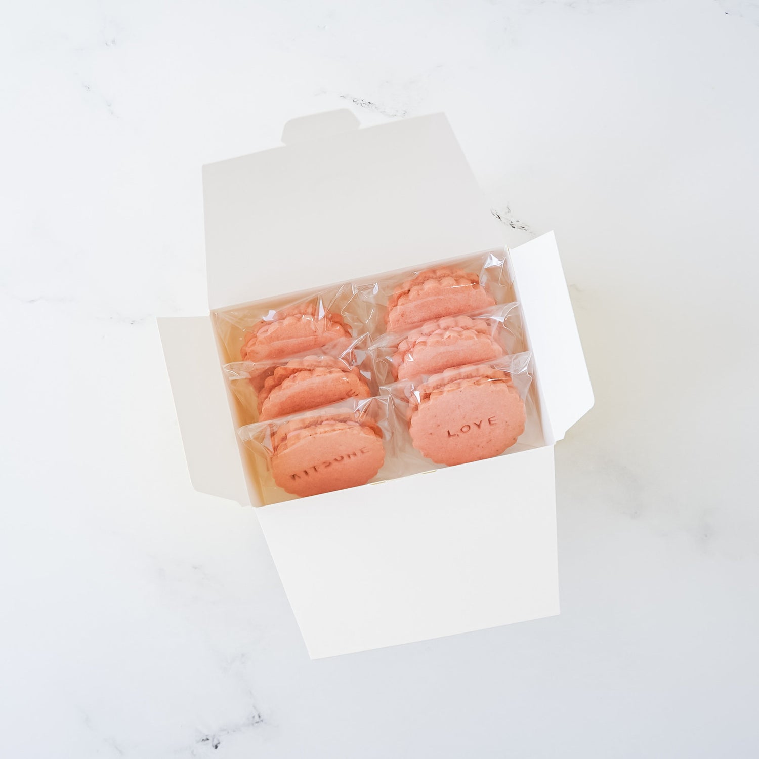smile printed macaron box, butter cookies