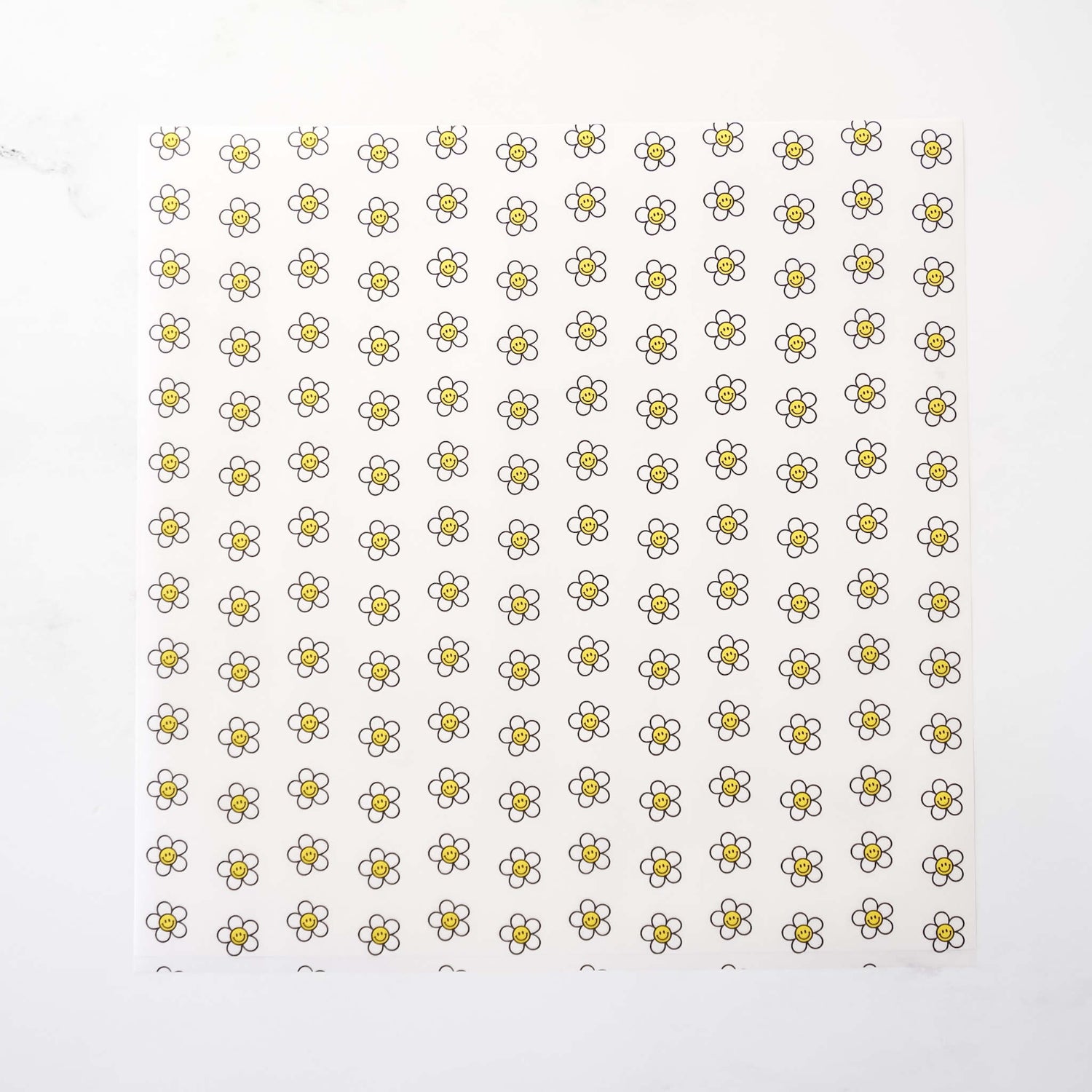 Pattern of small daisy flowers on a white background