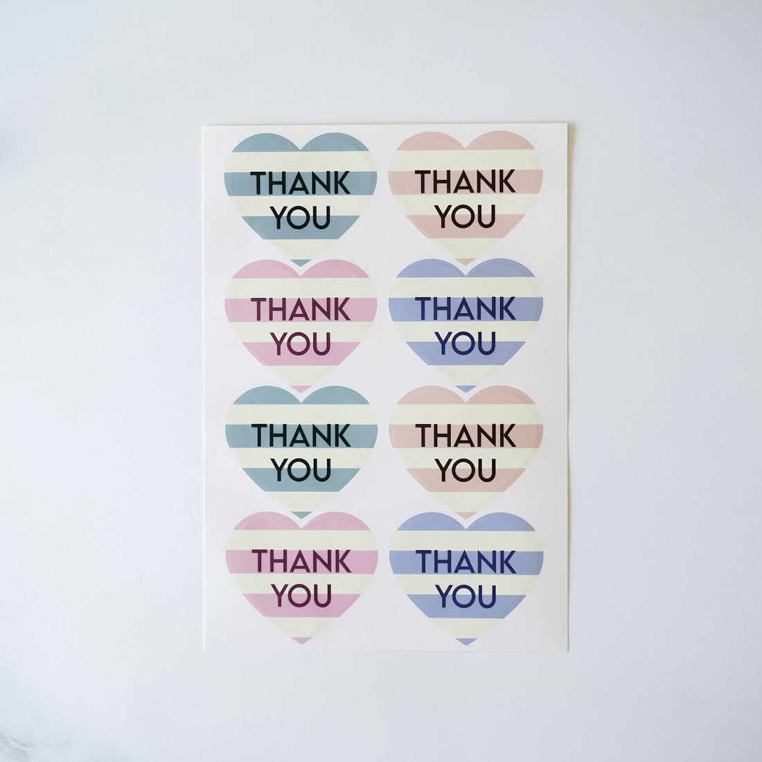 heart shaped thank you stickers