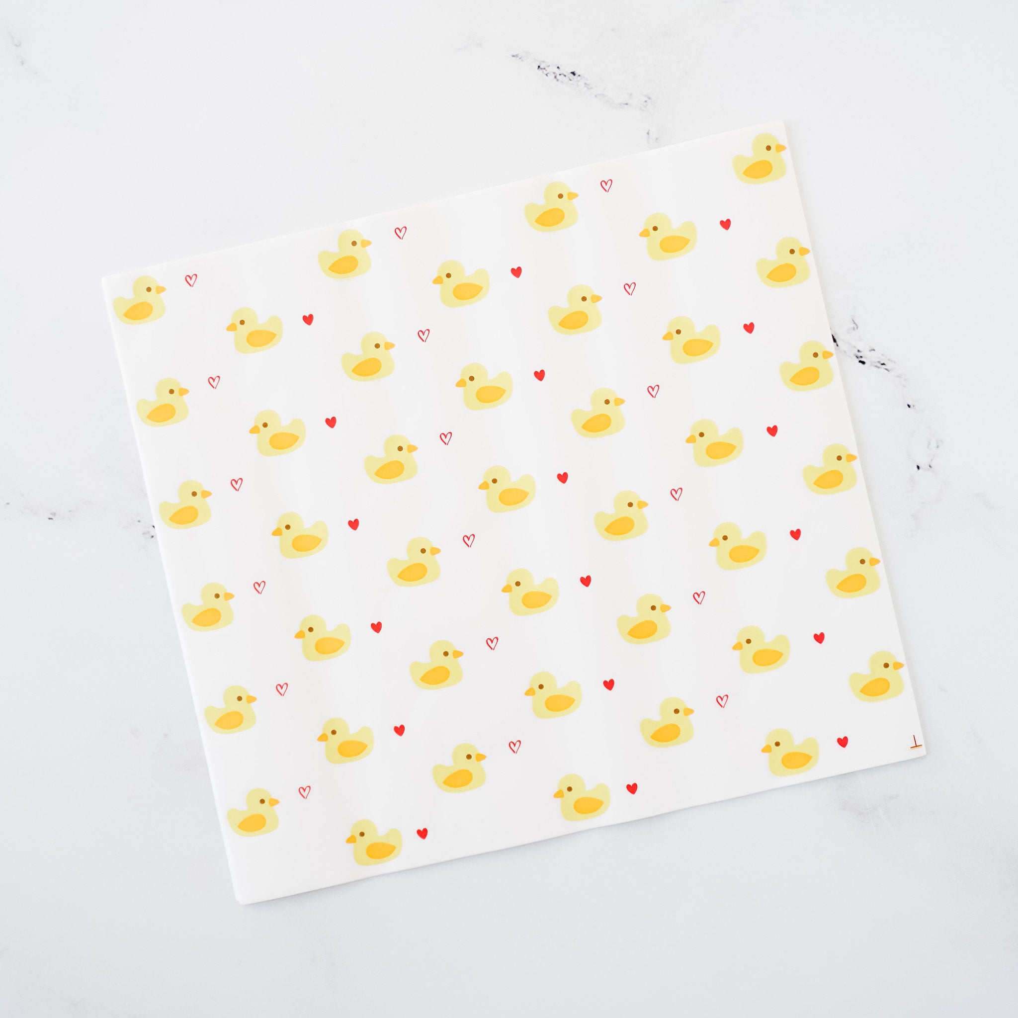 heart and yellow duck printed food wrapping paper
