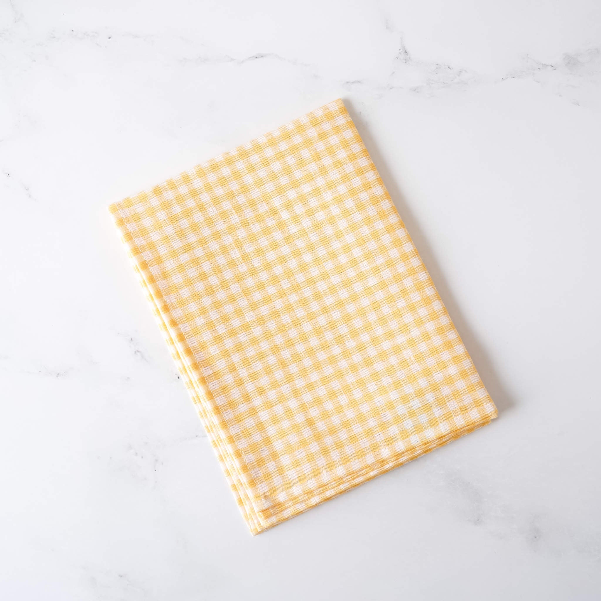 yellow white gingham check dish cloth